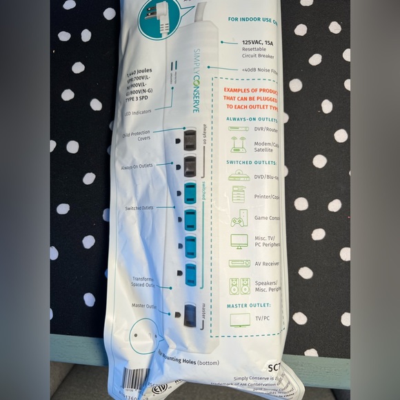 Simply Conserve 7-outlet advanced power strip NEW - Picture 2 of 6